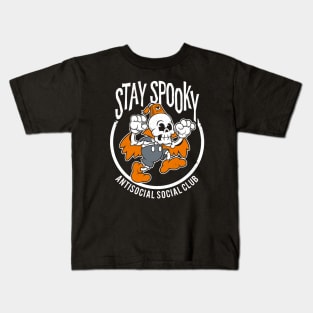 Stay Spooky - Antisocial Social Club - Creepy Cute Rubberhose Skeleton Kids T-Shirt